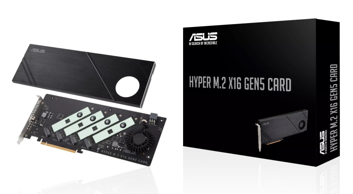 ASUS Hyper M.2 SSD Gen5 x16 expansion card announced, $79 price and up to  512 Gb/s bandwidth - VideoCardz.com : r/hardware