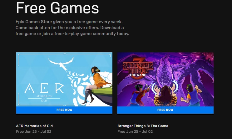 AER and Stranger Things 3: The Game are available for free on the Epic Games Store