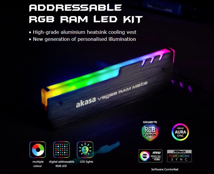 Akasa Launch Vegas RAM Mate RGB Heatsinks
