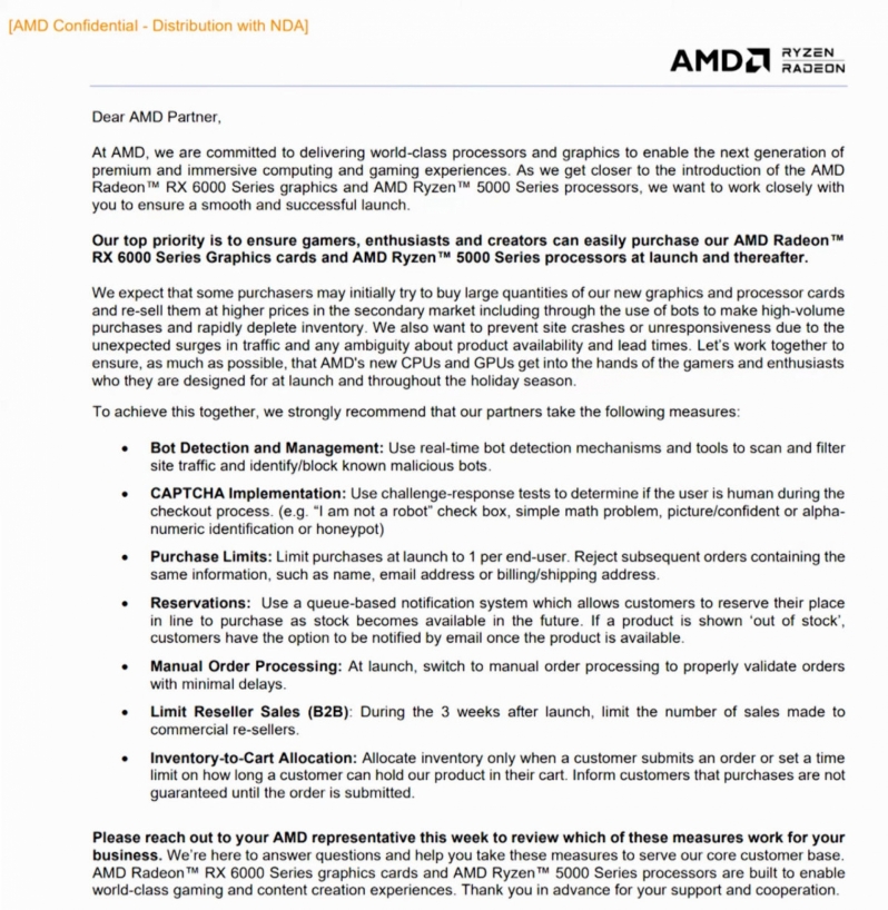 AMD takes pre-emptive actions against Ryzen 5000 and Radeon RX 6000 scalpers
