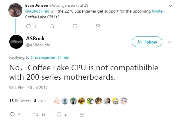 ASRock confirms that Coffee Lake will not be supported by existing Intel motherboards