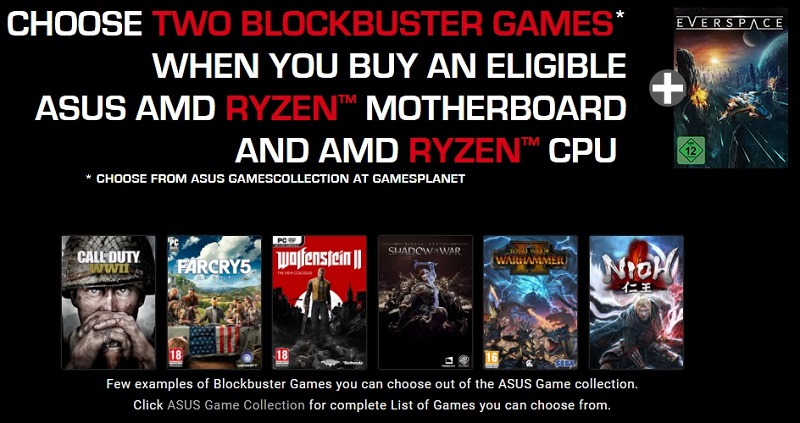 ASUS is offering two free games as part of their ROG+Ryzen Reloaded bundle