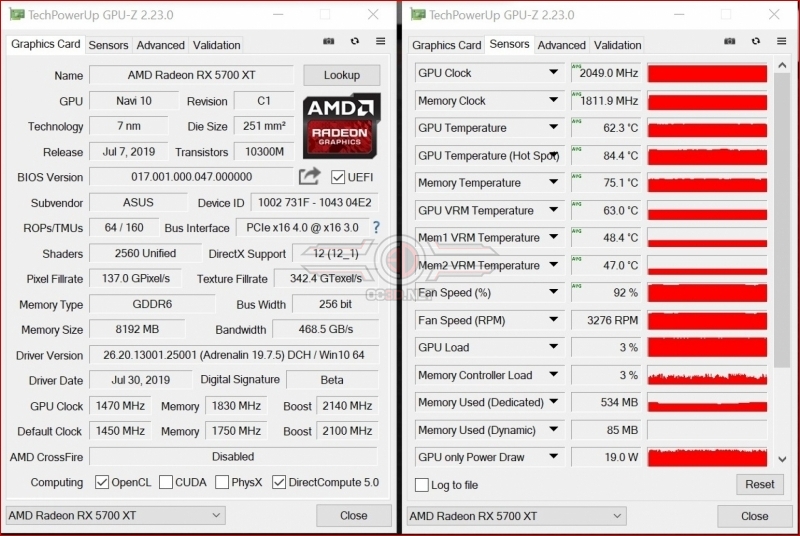 ASUS Radeon RX 5700 XT Strix GPUz