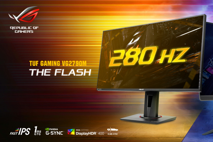 ASUS' TUF Gaming VG279QM will deliver 280Hz refresh rates and ELMB-sync on an IPS panel
