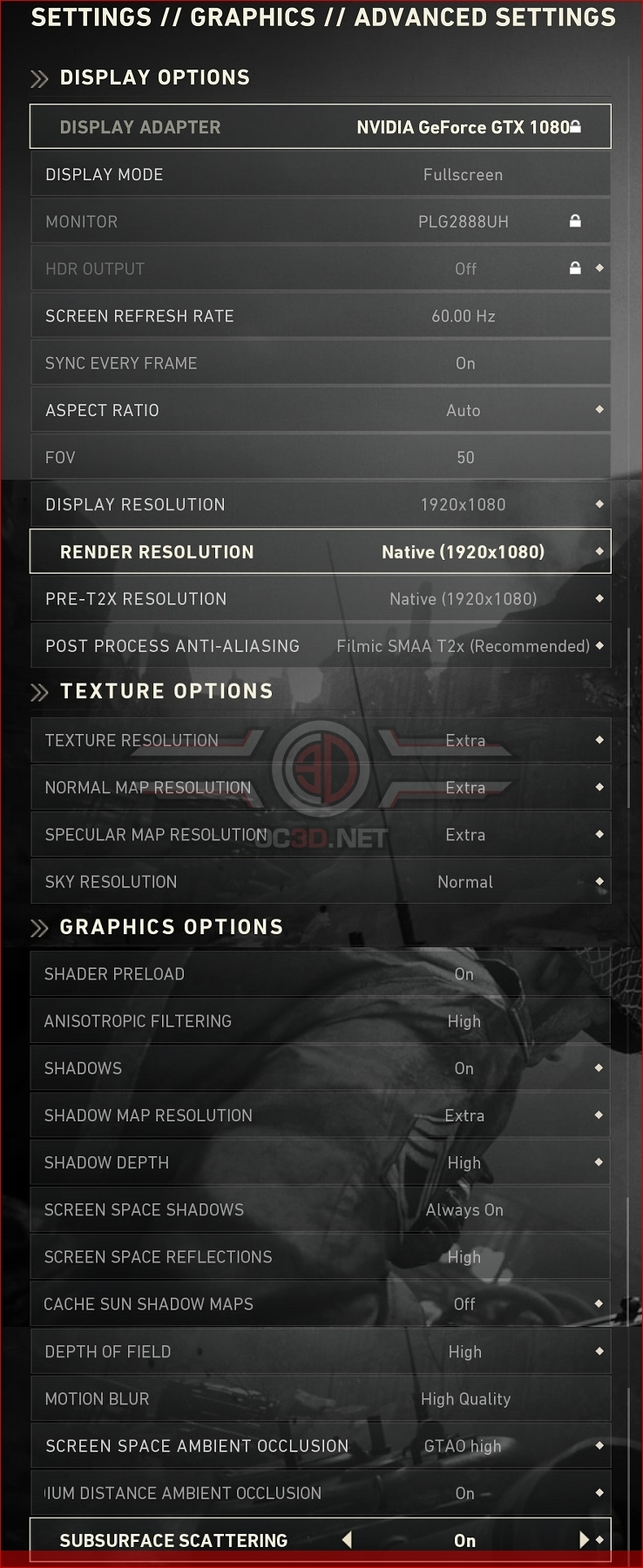 Call of Duty WWII Settings 