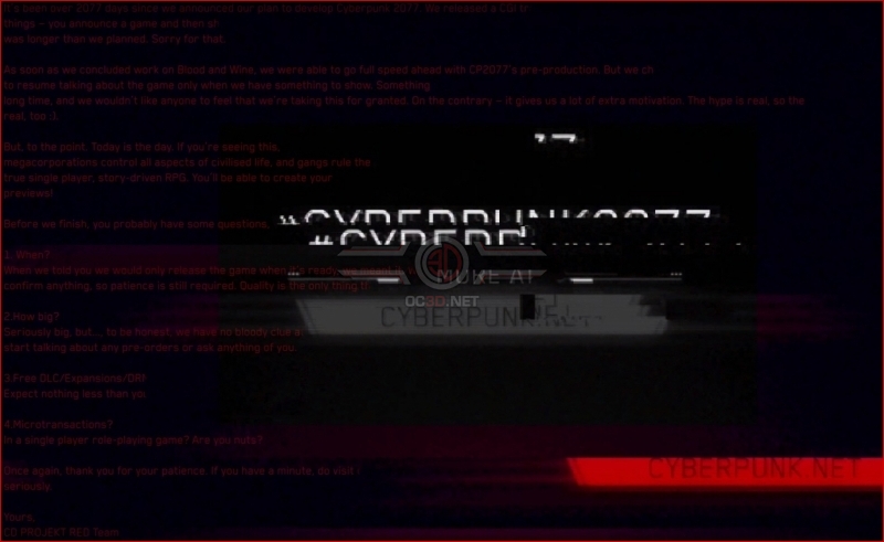CD Project Red releases E3 trailer for Cyberpunk 2077 - Hidden message inside