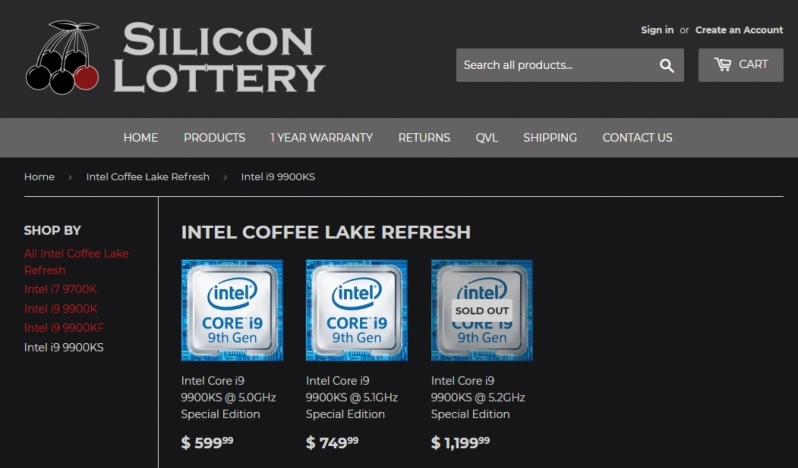 Cherry Picked i9-9900KS CPUs have sold for as much as $1,199.99