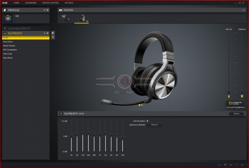 Corsair Virtuoso RGB Wireless SE Headset iCUE Equaliser