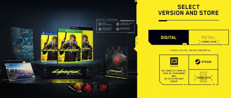 Cyberpunk 2077 will be available on Steam, GOG and the Epic Games Store