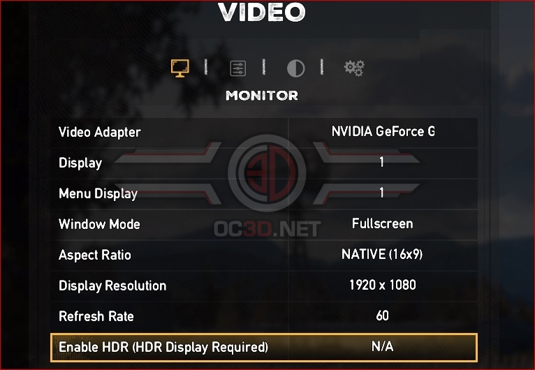 Far Cry 5 - HDR Settings