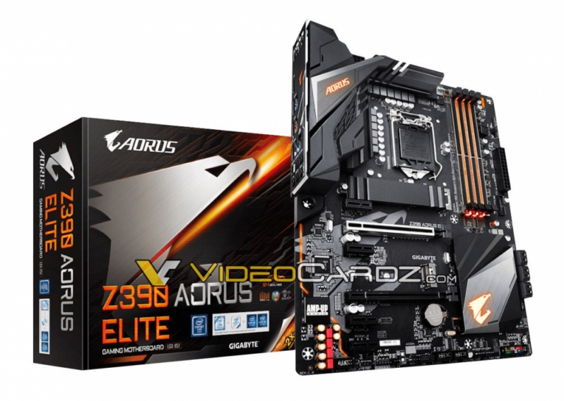 Gigabyte's Z370 Gaming SLI and Aorus Elite motherboards pictured