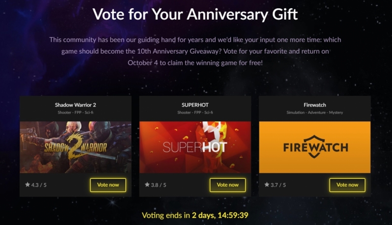 GOG celebrates their 10th Anniversary with a game giveaway