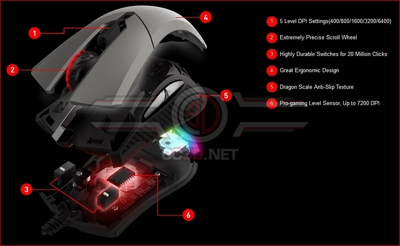 MSI GM50 Gaming Mouse Exploded view