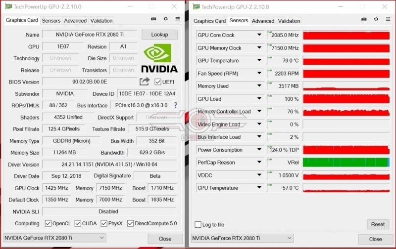 nVidia RTX 2080Ti Overclocking CPUz