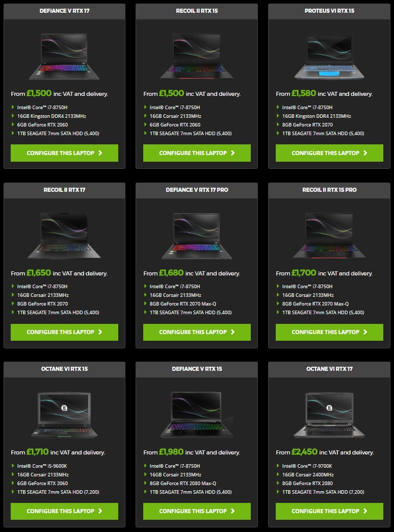 PC Specialist Reveals Nine New Nvidia RTX Powered Notebooks!
