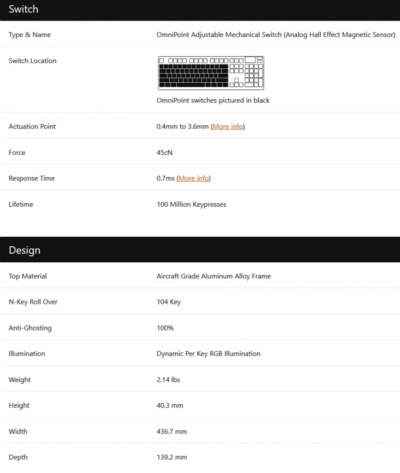 Steelseries Apex Pro Keyboard Specifications
