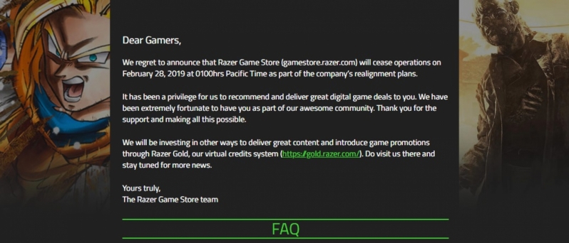 The Razer Game Store is Shutting Down