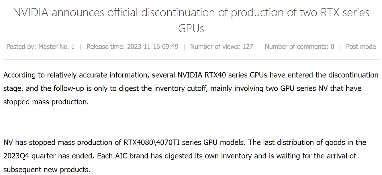 NVIDIA GeForce RTX 4070 SUPER Hits Shelves On 17th January, 4070 Ti SUPER  On 24th & 4080 SUPER On 31st January