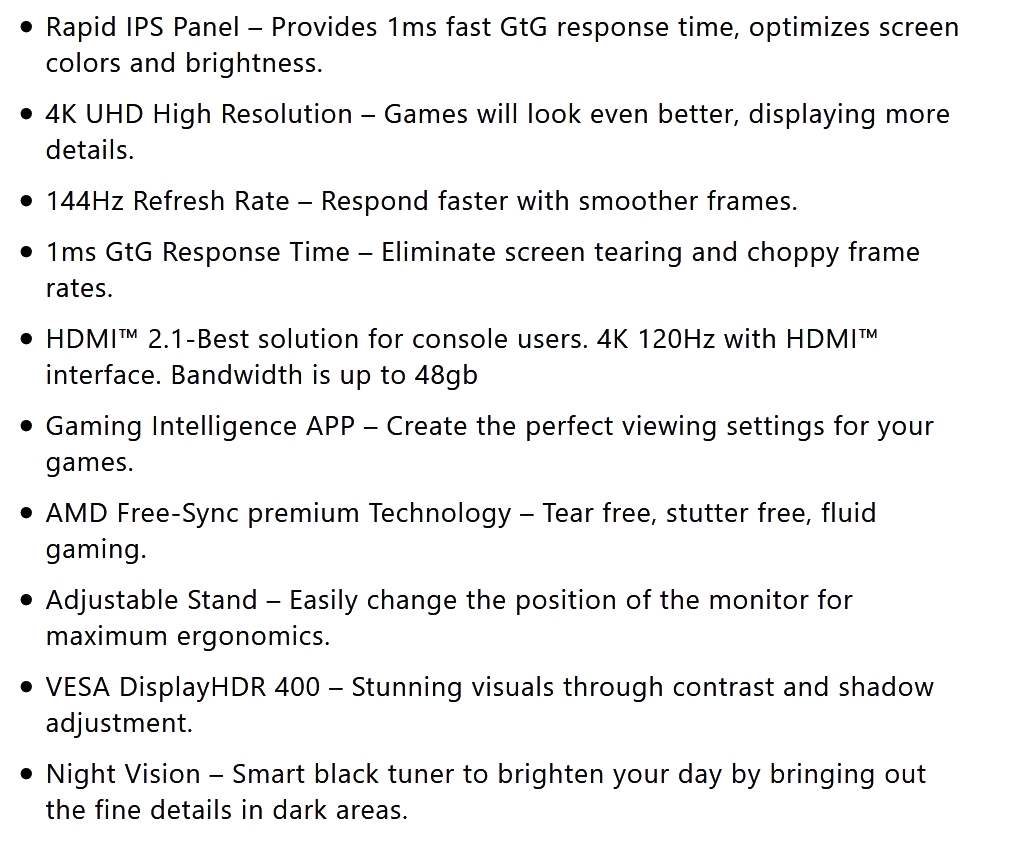 MSI MAG 274UPF Specifications