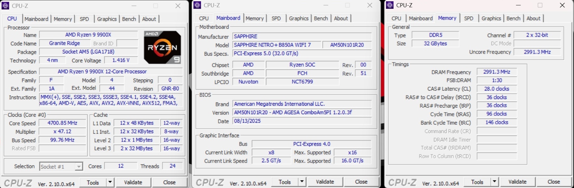Ryzen 9900X CPUz