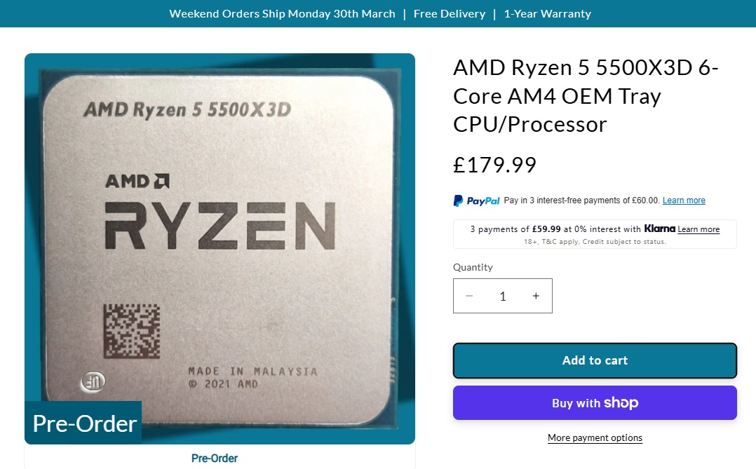 AMD Ryzen 5 5500X3D CPU listed in the UK - AM4 Lives! - OC3D