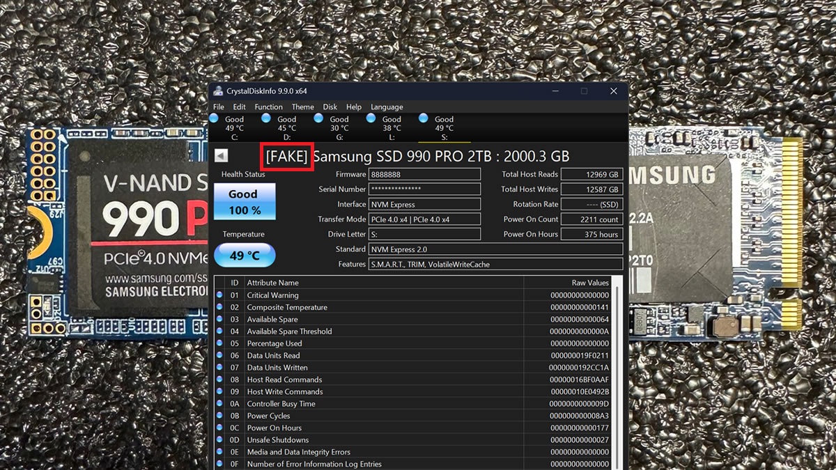 CrystalDiskInfo combats fake Samsung SSDs with new [FAKE] warning
